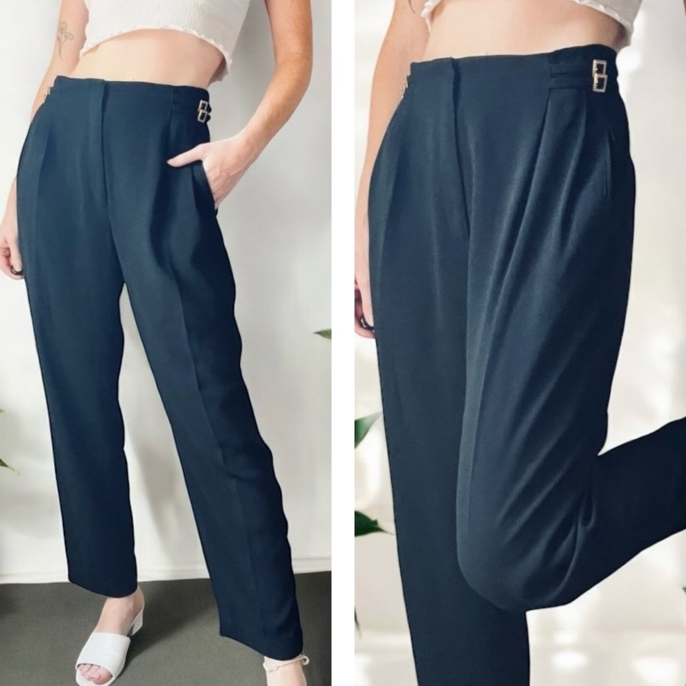 VTG 80’s Trouser Pants With Gold Embellished Buckle Detail